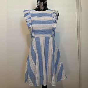 Blue stripe flirty lace dress. Ties in back! Super cute! JOA